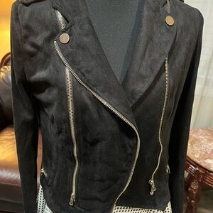 Stylish Black Suede Bomber Jacket